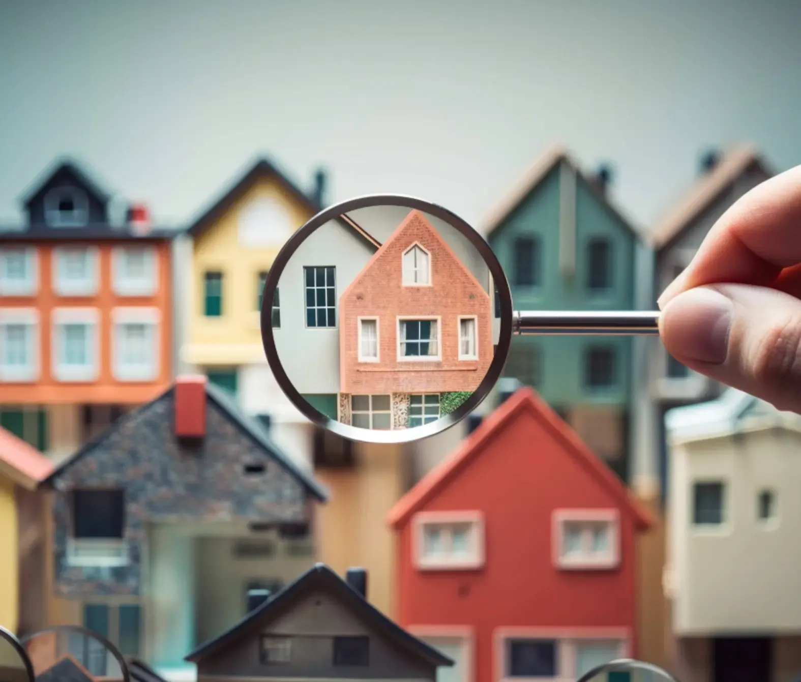 Loupe avec maisons en fond